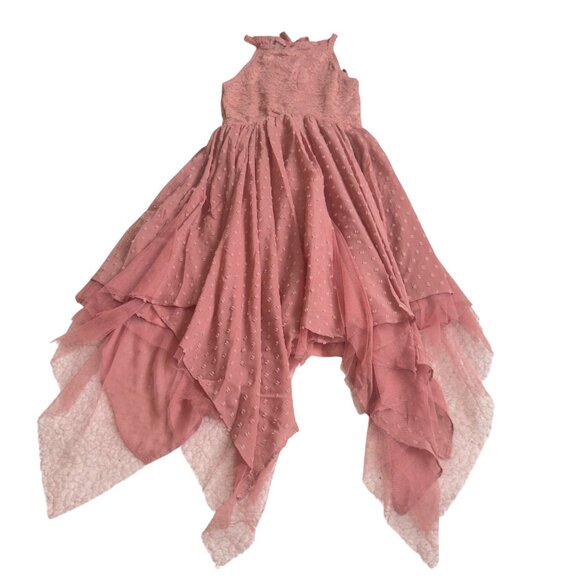 Joyfolie Oliviah Ashe Rose Dress W/ Lace & Polka Dots Handkerchief Hem Sz 7 - Picture 6 of 16